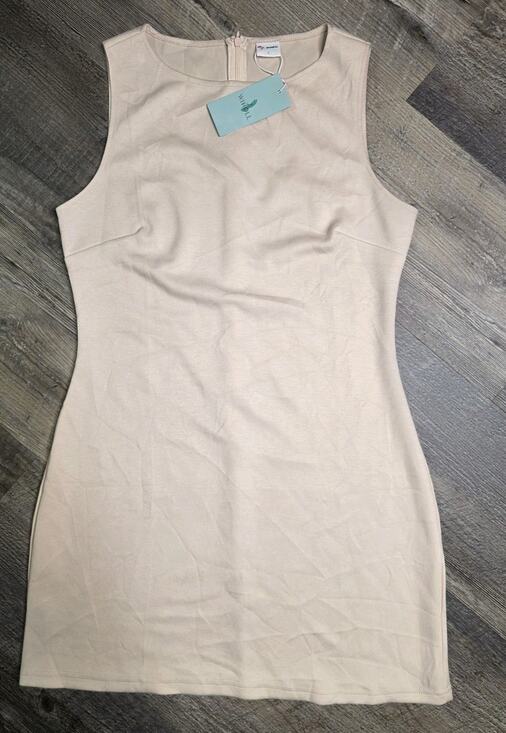 Cream Dresses & Skirts - WIHOLL Womens Size L Large Cream Sleeveless Sheath Mini Dress Stretch NWT